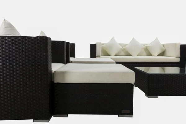 OUTFLEXX Loungemöbel-Set, Braun, Polyrattan, Für 9 Personen, Inkl. Kaffeetisch, Wasserfeste Kissenbox 6 OUTFLEXX Loungemöbel-Set, Braun, Polyrattan, Für 9 Personen, Inkl. Kaffeetisch, Wasserfeste Kissenbox – Bild 6