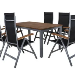 VILLANA Esstischgarnitur, Silber/schwarz, Alu/ FSC-Akazienholz, Ausziehtisch 150/200 Cm, 6 Multipositionssessel 21 VILLANA Esstischgarnitur, Silber/schwarz, Alu/ FSC-Akazienholz, Ausziehtisch 150/200 Cm, 6 Multipositionssessel -Günstiges Garten Perle Geschäft 6 16462.jpg