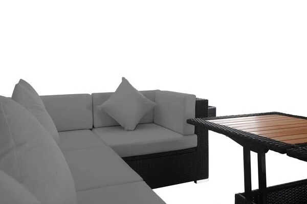 OUTFLEXX Loungemöbel-Set Polyrattan, Schwarz, Für 5 Personen, Inkl. Loungetisch, Wasserfeste Kissenbox 6 OUTFLEXX Loungemöbel-Set Polyrattan, Schwarz, Für 5 Personen, Inkl. Loungetisch, Wasserfeste Kissenbox – Bild 6