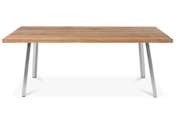 STERN Cardiff Set, Silber/taupe, Edelstahl/Teak, Tisch A-Gestell 200 X 100 Cm, 6 Stapel-, 2 Multipositionssessel 6 STERN Cardiff Set, Silber/taupe, Edelstahl/Teak, Tisch A-Gestell 200 X 100 Cm, 6 Stapel-, 2 Multipositionssessel – Bild 6