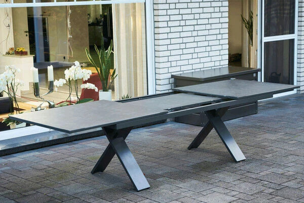 HARTMAN Sondermodell Xanadu / Alice Esstischgarnitur, Xerix/schwarz, Alu/Glaskeramik, 4x4 Textilen, 6 Stapelsessel, 220/280x100cm 6 HARTMAN Sondermodell Xanadu / Alice Esstischgarnitur, Xerix/schwarz, Alu/Glaskeramik, 4x4 Textilen, 6 Stapelsessel, 220/280x100cm – Bild 6