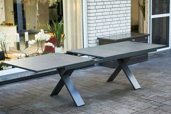 HARTMAN Sondermodell Xanadu / Aruba Set, Xerix/anthrazit, Alu/Glaskeramik, 2 Stapelsessel, 6 Multipos, 220/280x100cm 6 HARTMAN Sondermodell Xanadu / Aruba Set, Xerix/anthrazit, Alu/Glaskeramik, 2 Stapelsessel, 6 Multipos, 220/280x100cm – Bild 6