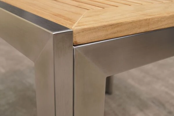 OUTFLEXX Sitzgruppe, Schwarz, Edelstahl/Teak, Esstisch 200 X 90 Cm, 6 Stapelstühle Gepolstert 7 OUTFLEXX Sitzgruppe, Schwarz, Edelstahl/Teak, Esstisch 200 X 90 Cm, 6 Stapelstühle Gepolstert – Bild 7