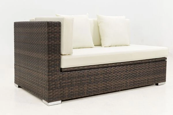 OUTFLEXX 2-Sitzer Ecksofa, Braun Marmoriert, Polyrattan, 145 X 85 X 70 Cm, Wasserfeste Kissenbox, Armlehne Re. 8 OUTFLEXX 2-Sitzer Ecksofa, Braun Marmoriert, Polyrattan, 145 X 85 X 70 Cm, Wasserfeste Kissenbox, Armlehne Re. – Bild 8