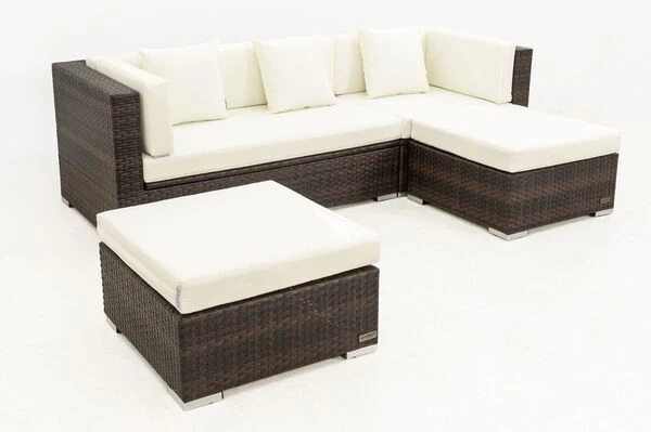 OUTFLEXX Loungemöbel-Set, Braun Marmoriert, 5 Pers, Polyrattan, Wasserfeste Kissenbox 11 OUTFLEXX Loungemöbel-Set, Braun Marmoriert, 5 Pers, Polyrattan, Wasserfeste Kissenbox – Bild 11