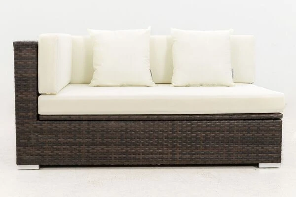 OUTFLEXX 2-Sitzer Ecksofa, Braun Marmoriert, Polyrattan, 145 X 85 X 70 Cm, Wasserfeste Kissenbox, Armlehne Re. 9 OUTFLEXX 2-Sitzer Ecksofa, Braun Marmoriert, Polyrattan, 145 X 85 X 70 Cm, Wasserfeste Kissenbox, Armlehne Re. – Bild 9