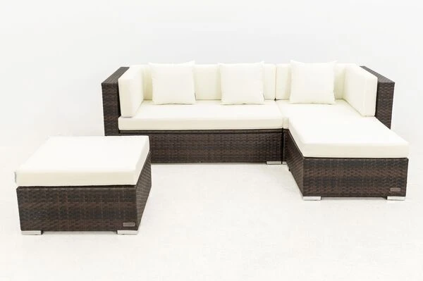 OUTFLEXX Loungemöbel-Set, Braun Marmoriert, 5 Pers, Polyrattan, Wasserfeste Kissenbox 12 OUTFLEXX Loungemöbel-Set, Braun Marmoriert, 5 Pers, Polyrattan, Wasserfeste Kissenbox – Bild 12