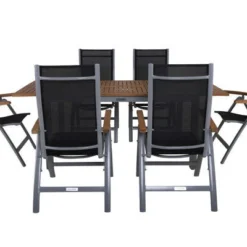 VILLANA Esstischgarnitur, Silber/schwarz, Alu/ FSC-Akazienholz, Ausziehtisch 150/200 Cm, 6 Multipositionssessel 24 VILLANA Esstischgarnitur, Silber/schwarz, Alu/ FSC-Akazienholz, Ausziehtisch 150/200 Cm, 6 Multipositionssessel -Günstiges Garten Perle Geschäft 9 16462.jpg